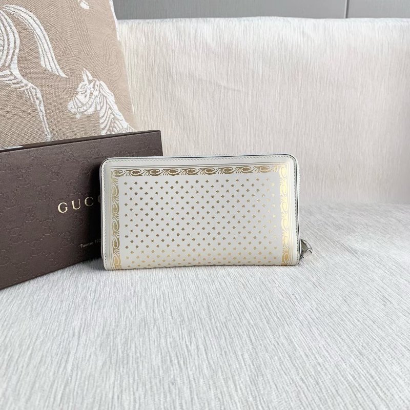 Gucci 星星印花錢包 白金色 銀扣 19*11*3 99新配件盒子-3