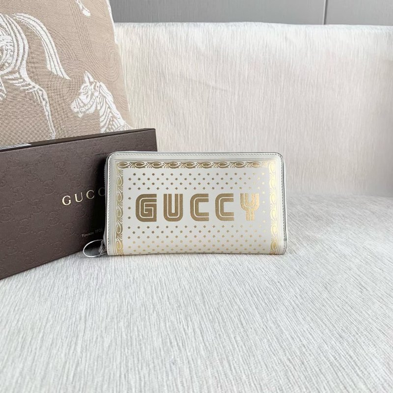 Gucci 星星印花錢包 白金色 銀扣 19*11*3 99新配件盒子-4