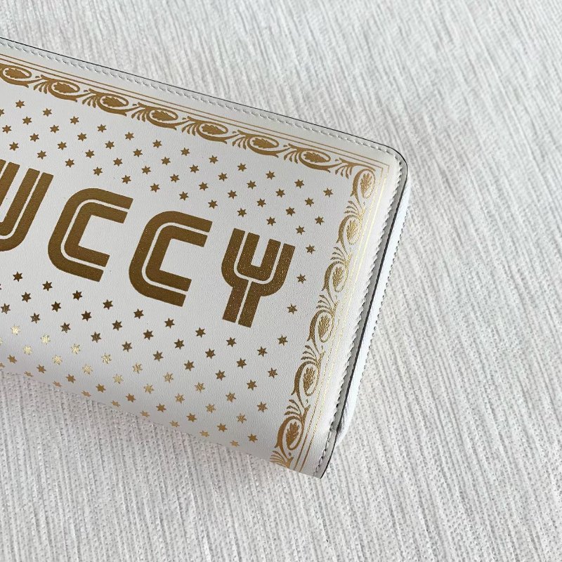 Gucci 星星印花錢包 白金色 銀扣 19*11*3 99新配件盒子-5