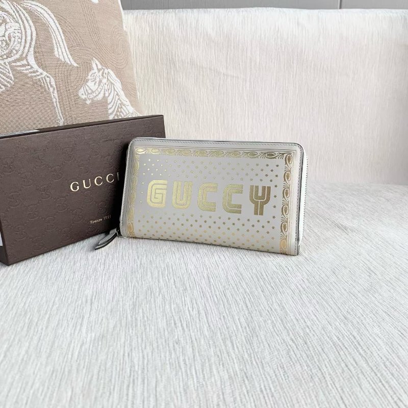 Gucci 星星印花錢包 白金色 銀扣 19*11*3 99新配件盒子-6