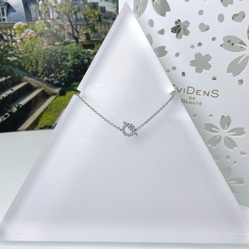 愛馬仕/Hermes  白金滿鑽小Q手鍊 配盒-2