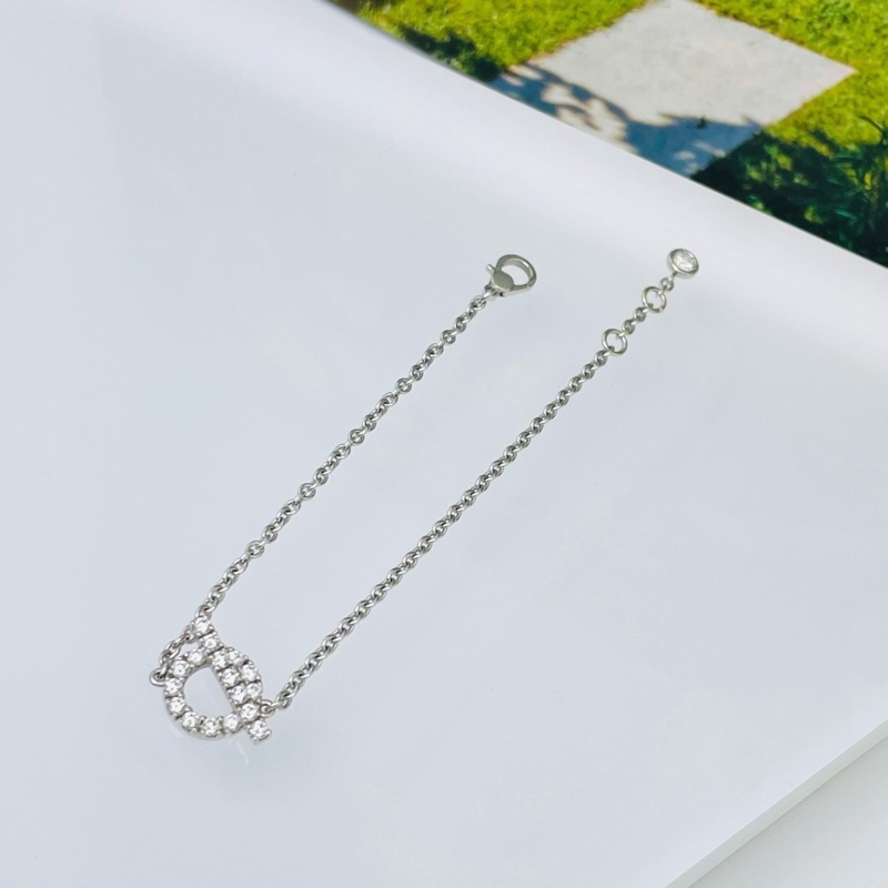 愛馬仕/Hermes  白金滿鑽小Q手鍊 配盒-3