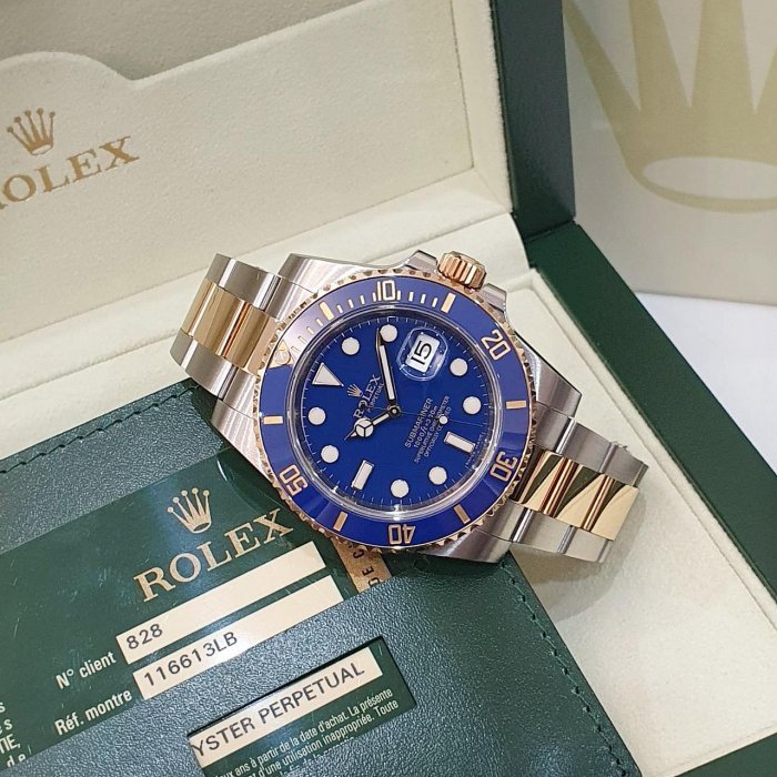 【大眾名錶】ROLEX勞力士 116613LB Submariner 潛行者 2013/07全配件 市場罕見 烤漆面盤 半金藍水鬼 錶徑40mm B1161-2