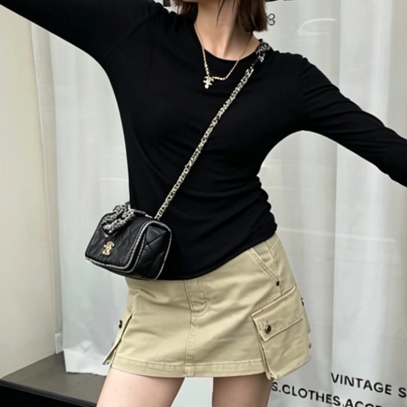 CHANEL香奈兒黑金毛尼菱格滾邊法棍包稀有款難得釋出⚠️-5