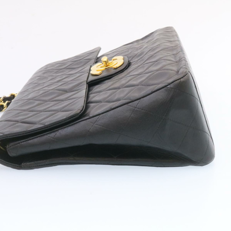 【日本直送】香奈兒 Big Matelasse 34 翻蓋鏈條包，羊皮材質，黑色金色雙C標誌，正品 am1276gSAM-2