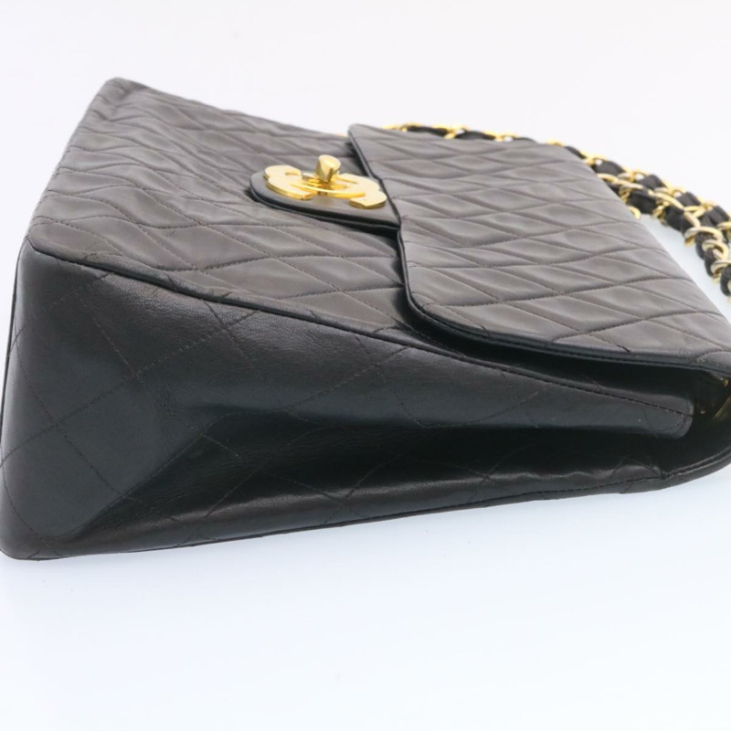【日本直送】香奈兒 Big Matelasse 34 翻蓋鏈條包，羊皮材質，黑色金色雙C標誌，正品 am1276gSAM-3
