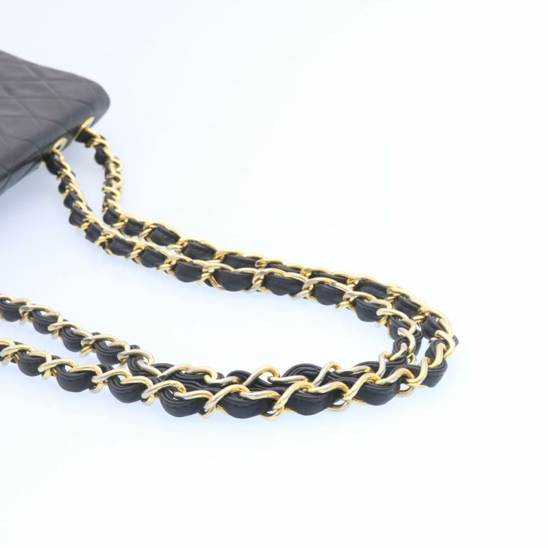 【日本直送】香奈兒 Big Matelasse 34 翻蓋鏈條包，羊皮材質，黑色金色雙C標誌，正品 am1276gSAM-6