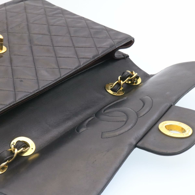 【日本直送】香奈兒 Big Matelasse 34 翻蓋鏈條包，羊皮材質，黑色金色雙C標誌，正品 am1276gSAM-7