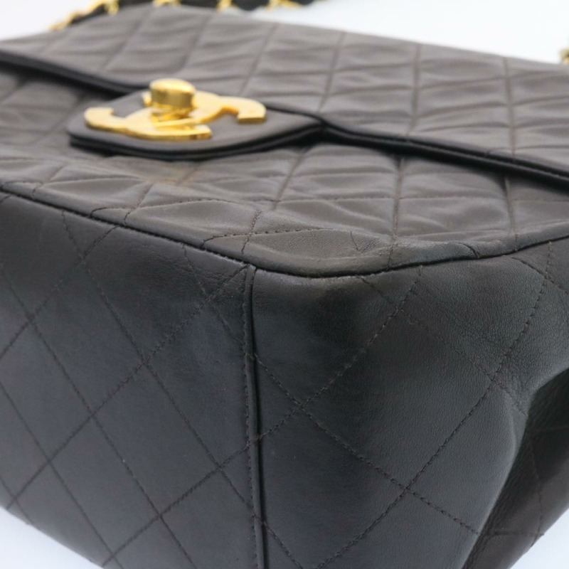 【日本直送】香奈兒 Big Matelasse 34 翻蓋鏈條包，羊皮材質，黑色金色雙C標誌，正品 am1276gSAM-13