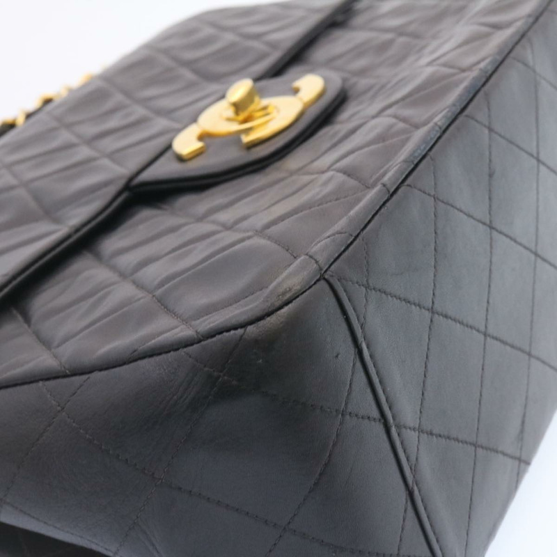 【日本直送】香奈兒 Big Matelasse 34 翻蓋鏈條包，羊皮材質，黑色金色雙C標誌，正品 am1276gSAM-14