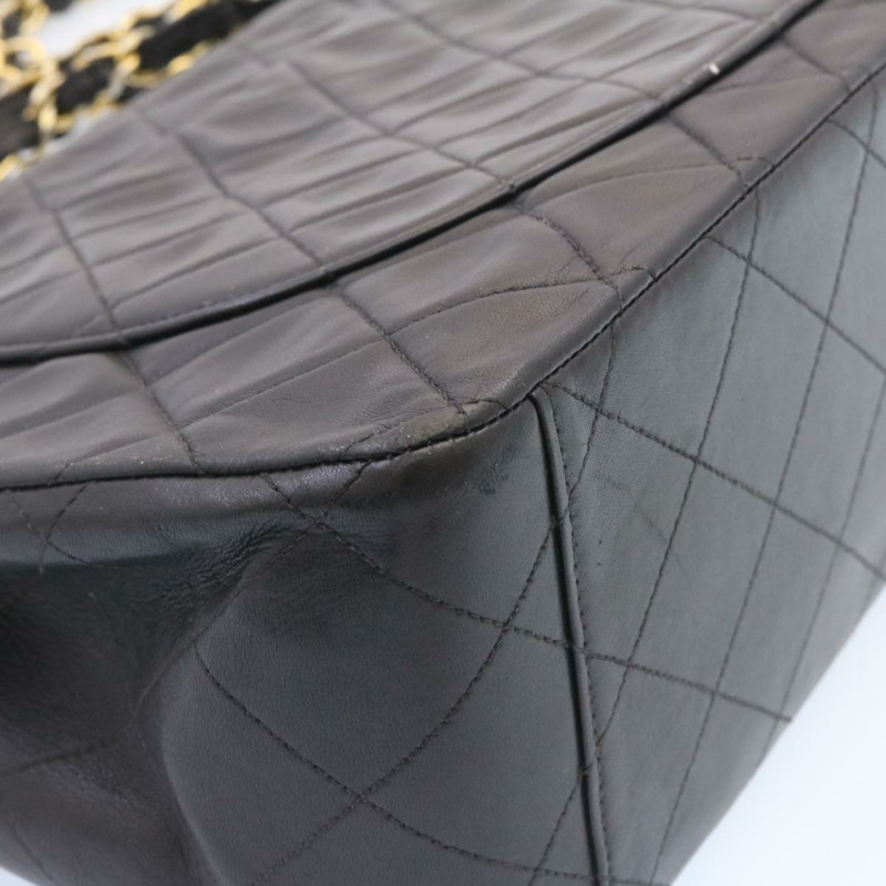 【日本直送】香奈兒 Big Matelasse 34 翻蓋鏈條包，羊皮材質，黑色金色雙C標誌，正品 am1276gSAM-15
