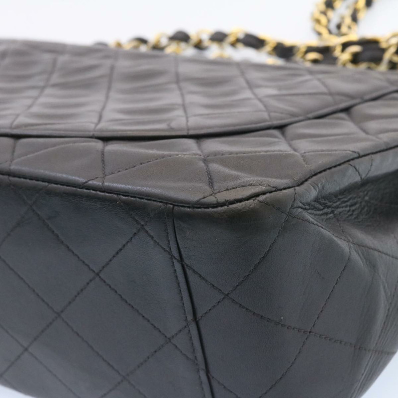 【日本直送】香奈兒 Big Matelasse 34 翻蓋鏈條包，羊皮材質，黑色金色雙C標誌，正品 am1276gSAM-16