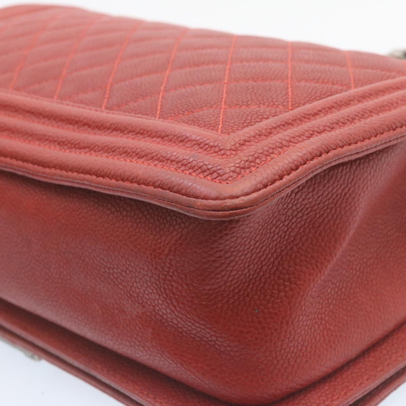 【日本直送】香奈兒 Boy Chanel 絎縫鏈條翻蓋肩背包，紅色皮革，雙C標誌，正品編號 28281SAV-15