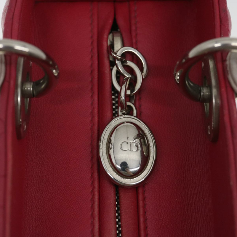 【日本直送】Christian Dior Lady Cannage 中型手提包，羊皮材質，紅白配色，正品，貨號 29502SAV-8