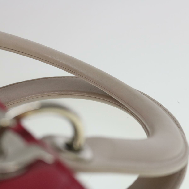 【日本直送】Christian Dior Lady Cannage 中型手提包，羊皮材質，紅白配色，正品，貨號 29502SAV-13