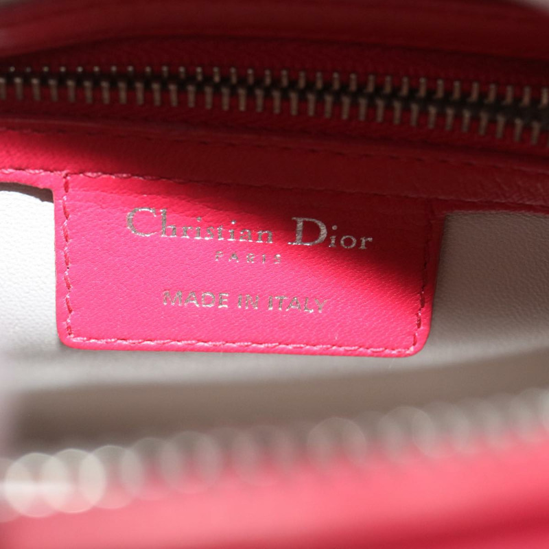 【日本直送】Christian Dior Lady Cannage 中型手提包，羊皮材質，紅白配色，正品，貨號 29502SAV-19