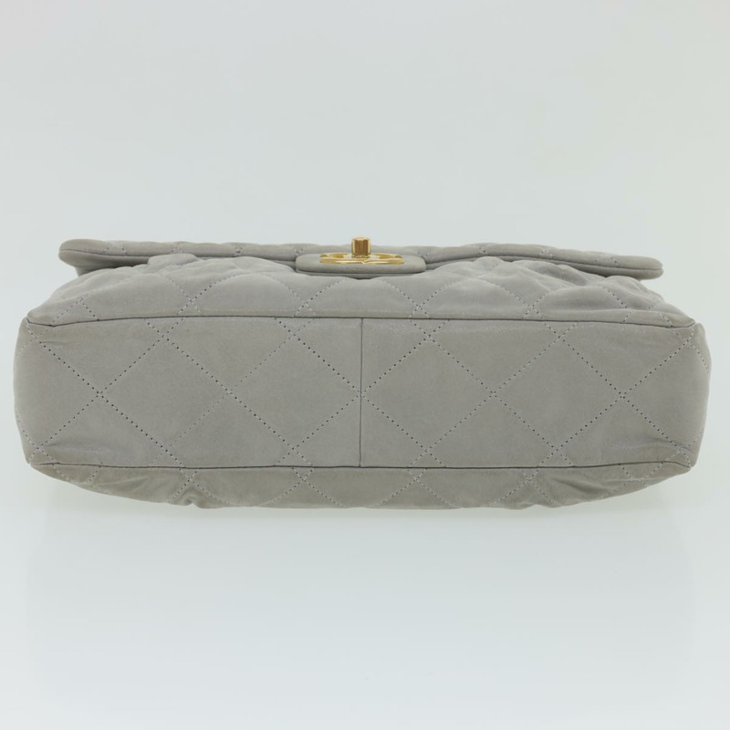 【日本直送】香奈兒羊皮絎縫雙鏈肩背包 灰色 CC Auth am1097gV-6