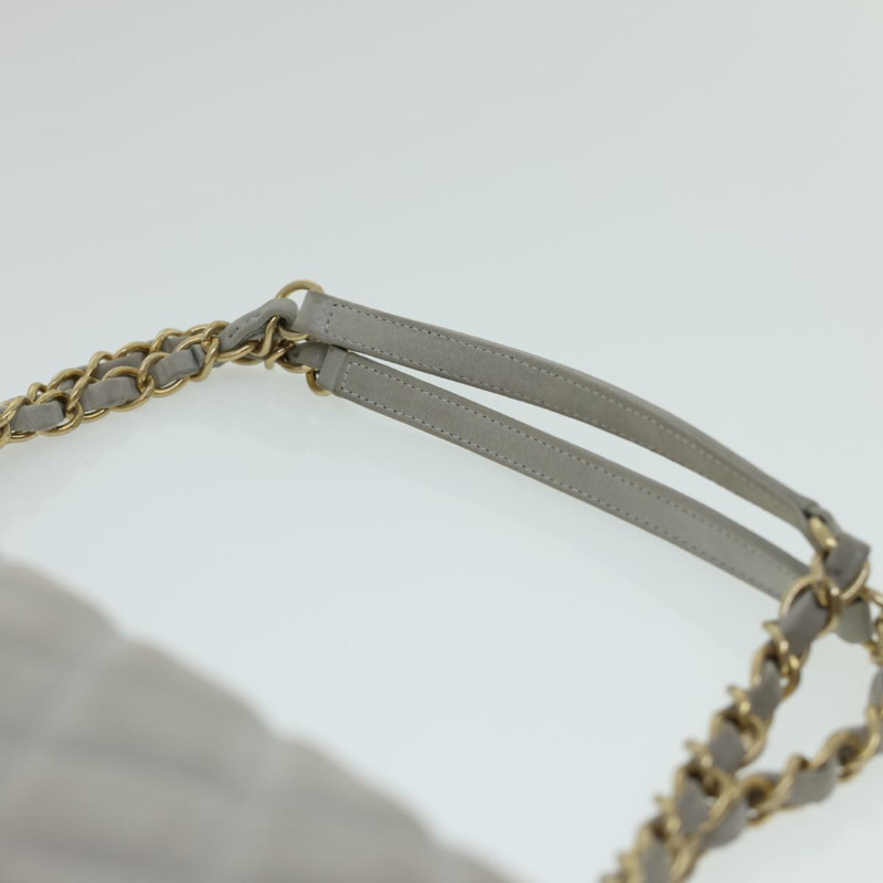 【日本直送】香奈兒羊皮絎縫雙鏈肩背包 灰色 CC Auth am1097gV-8