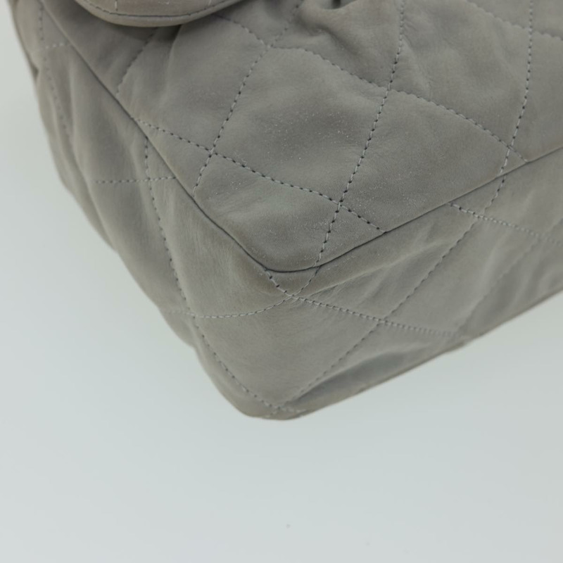 【日本直送】香奈兒羊皮絎縫雙鏈肩背包 灰色 CC Auth am1097gV-13