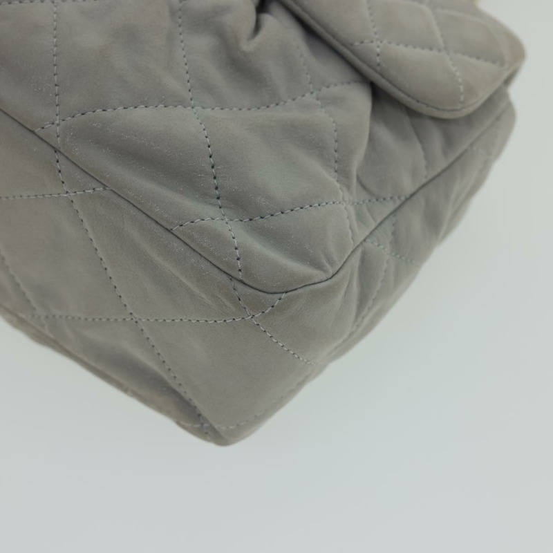 【日本直送】香奈兒羊皮絎縫雙鏈肩背包 灰色 CC Auth am1097gV-14