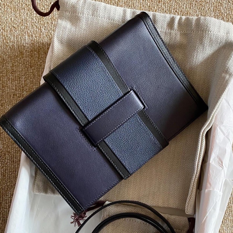 閒置新Hermès愛馬仕肩背包passant 可作手拿/斜挎包 午夜藍拼黑色 肩帶可拆卸 容量也夠 可以放手機 Z刻 塵袋盒子吊牌-4