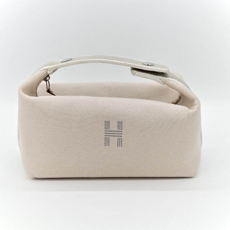 Hermès 愛馬仕 Trousse Bride A Brac 米色 帆布 拉鍊 手提 盥洗包 飯盒包-1