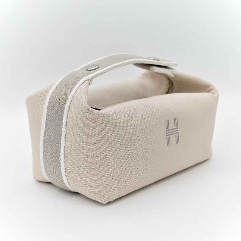 Hermès 愛馬仕 Trousse Bride A Brac 米色 帆布 拉鍊 手提 盥洗包 飯盒包-3
