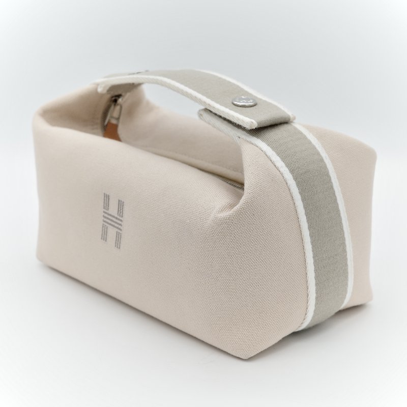 Hermès 愛馬仕 Trousse Bride A Brac 米色 帆布 拉鍊 手提 盥洗包 飯盒包-4
