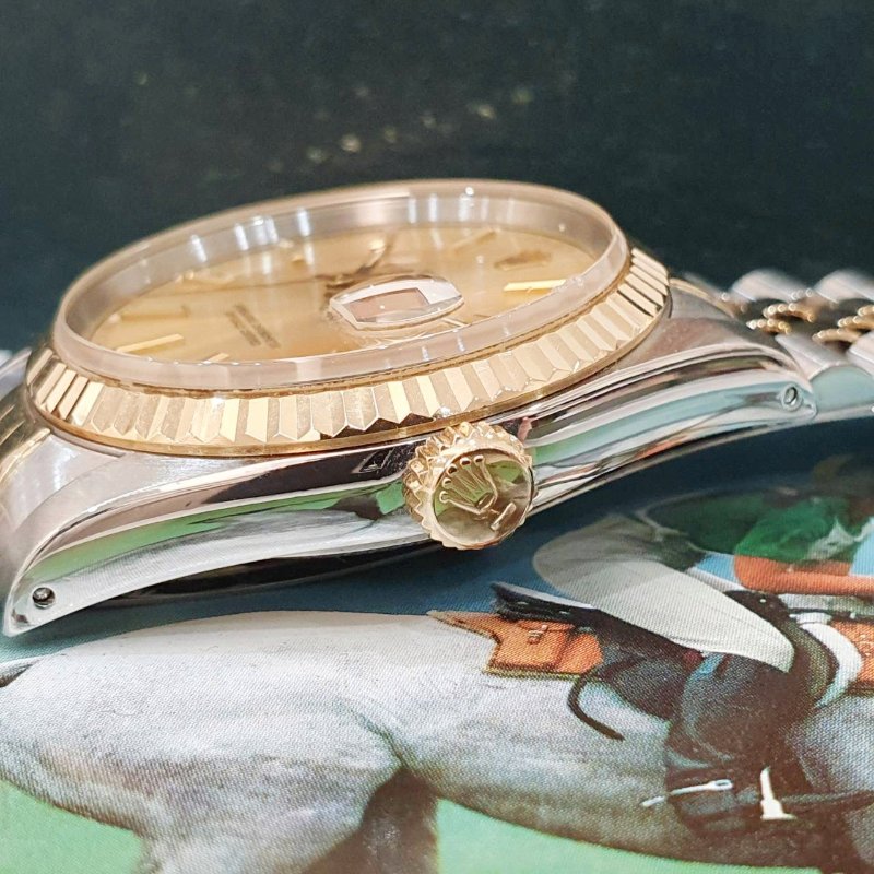 【大眾名錶】ROLEX 勞力士16233 Datejust蠔式日誌 經典太陽圈 金色T柱面盤 錶徑36mm 自動上鍊 B1273-5