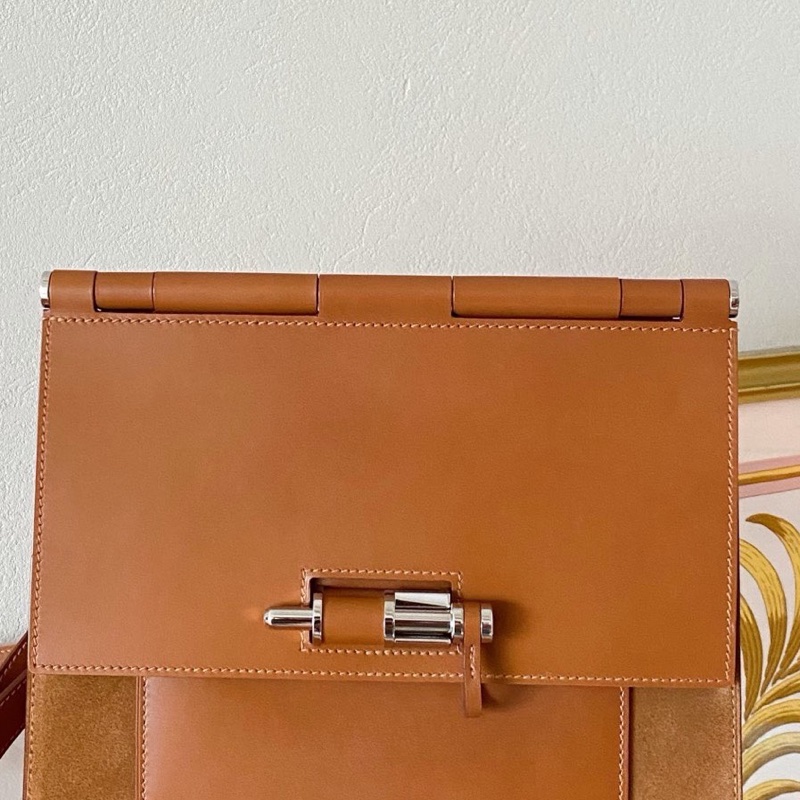 愛馬仕Sacabar 25 金棕銀扣 牛皮拼麂皮款 Y刻 配件：塵袋+盒-6