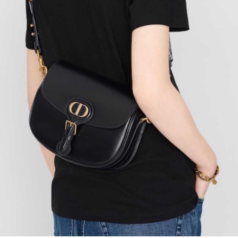 迪奧Dior bobby bag 馬鞍包 黑金中號 寬22.5cm  🈚配件-0