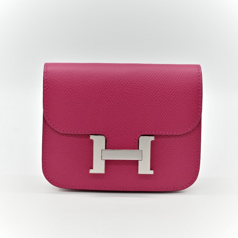 Hermès 愛馬仕 Constance Slim 康康 Epsom 桃紅色 牛皮 銀釦 短錢包-1
