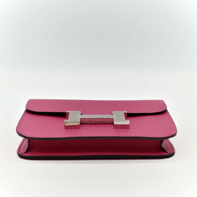 Hermès 愛馬仕 Constance Slim 康康 Epsom 桃紅色 牛皮 銀釦 短錢包-3