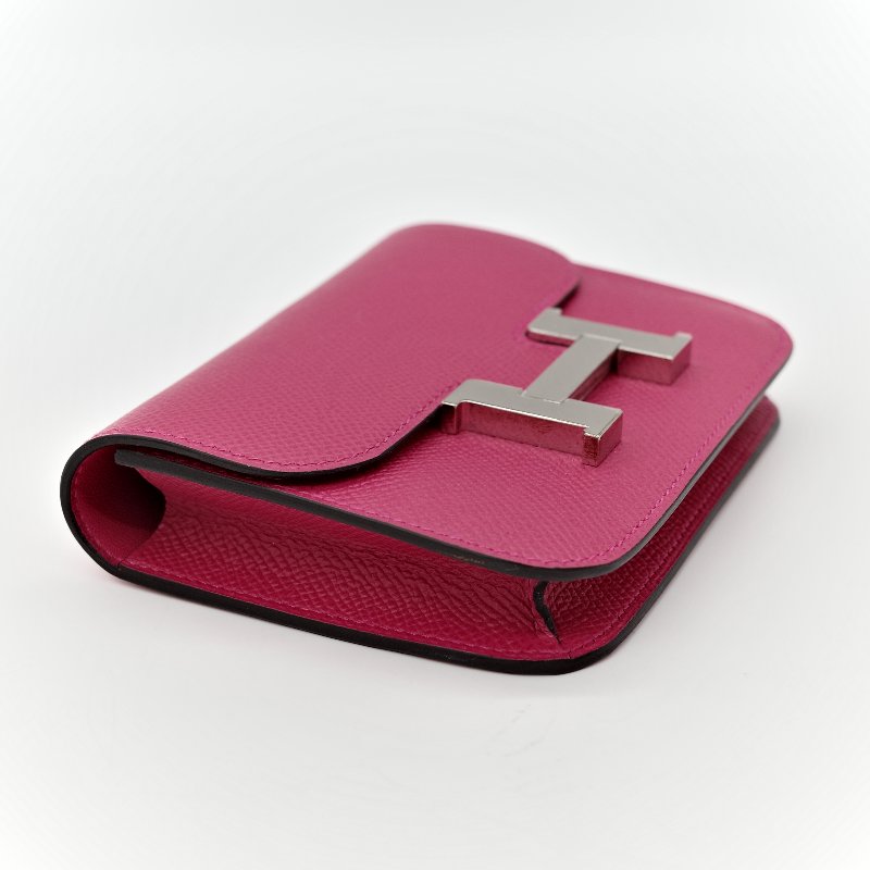 Hermès 愛馬仕 Constance Slim 康康 Epsom 桃紅色 牛皮 銀釦 短錢包-5