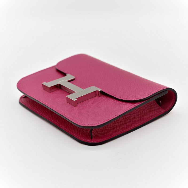 Hermès 愛馬仕 Constance Slim 康康 Epsom 桃紅色 牛皮 銀釦 短錢包-6