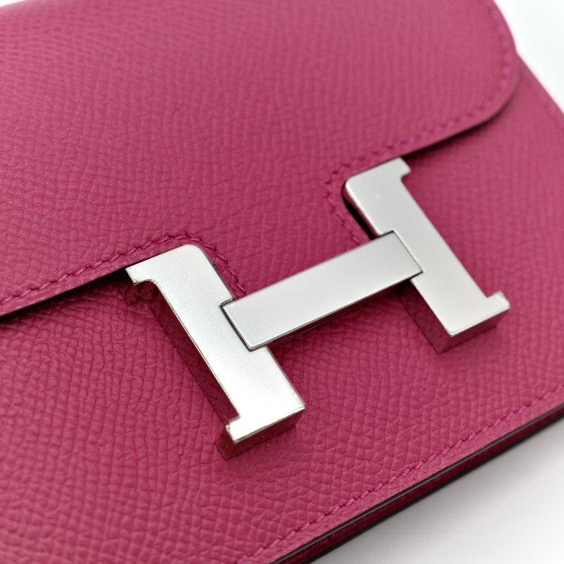 Hermès 愛馬仕 Constance Slim 康康 Epsom 桃紅色 牛皮 銀釦 短錢包-7