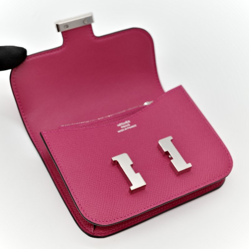 Hermès 愛馬仕 Constance Slim 康康 Epsom 桃紅色 牛皮 銀釦 短錢包-8