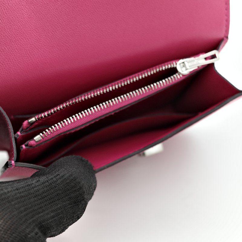 Hermès 愛馬仕 Constance Slim 康康 Epsom 桃紅色 牛皮 銀釦 短錢包-10