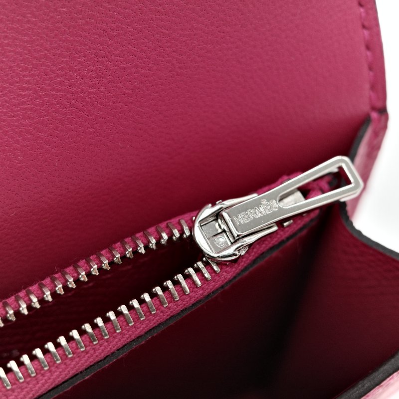 Hermès 愛馬仕 Constance Slim 康康 Epsom 桃紅色 牛皮 銀釦 短錢包-12