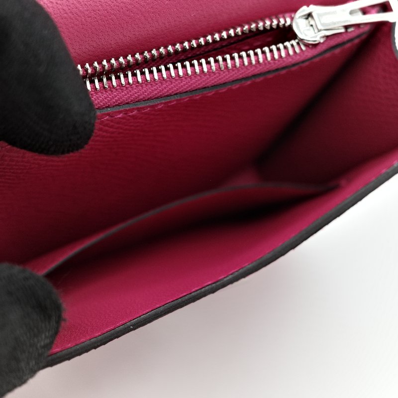 Hermès 愛馬仕 Constance Slim 康康 Epsom 桃紅色 牛皮 銀釦 短錢包-14