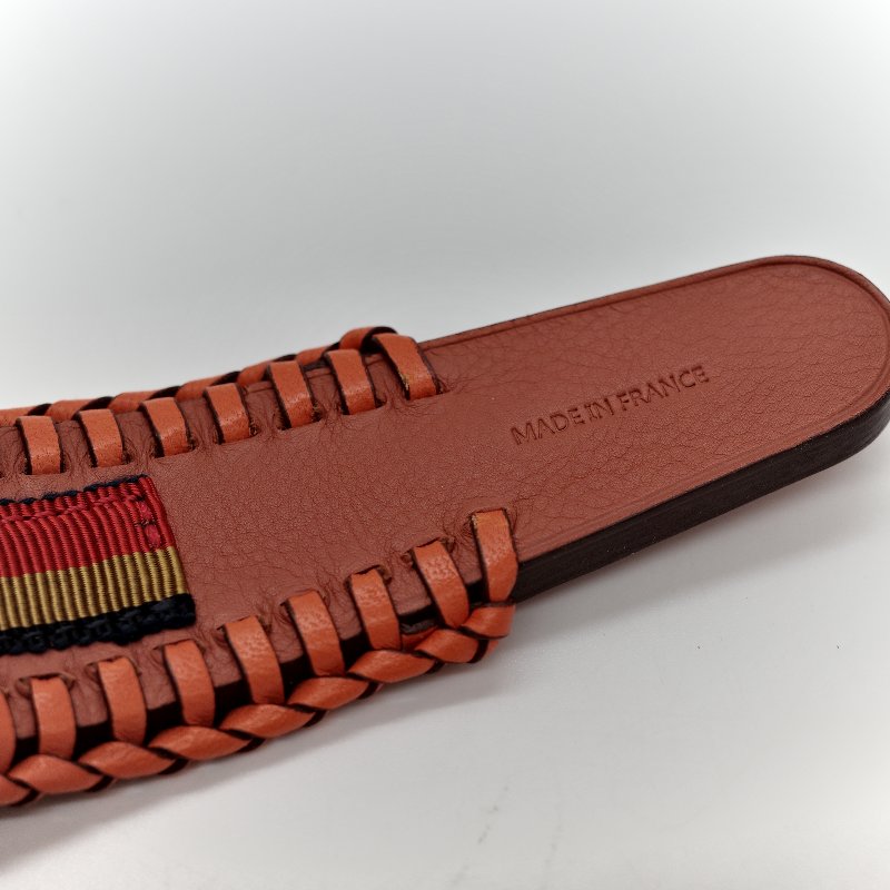 Hermès 愛馬仕 橘色 牛皮 寬版 編織 髮箍-7