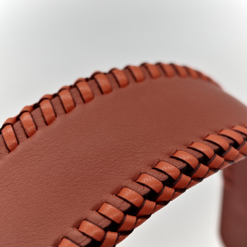 Hermès 愛馬仕 橘色 牛皮 寬版 編織 髮箍-8