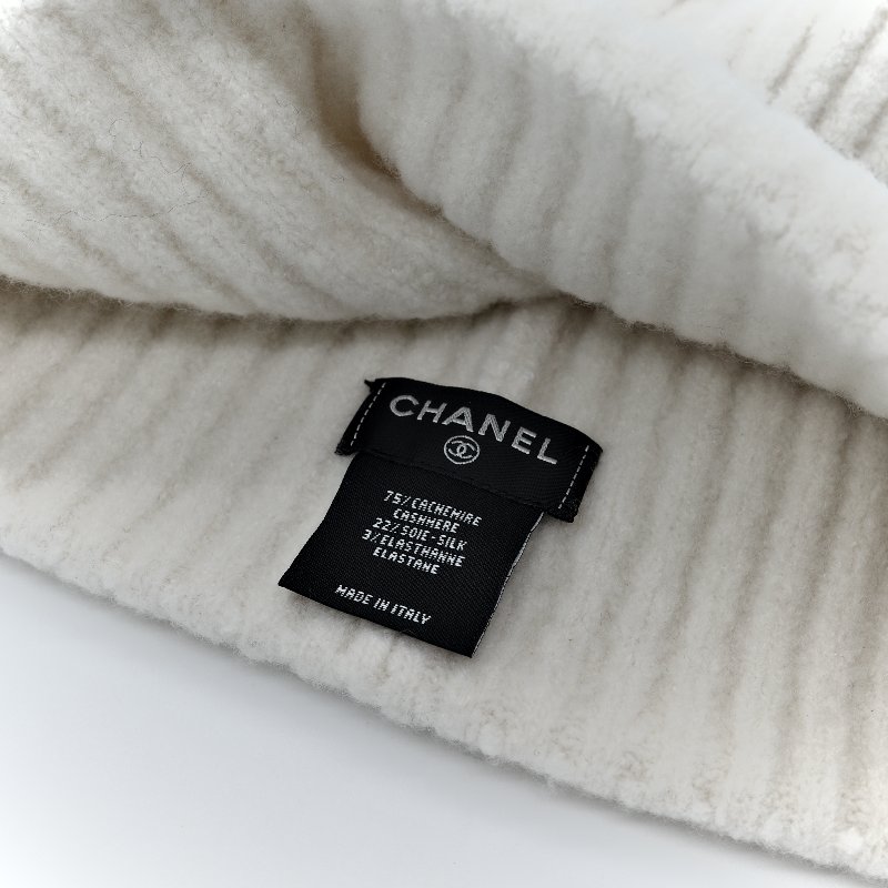 Chanel 白色 羊毛 針織 毛帽-3