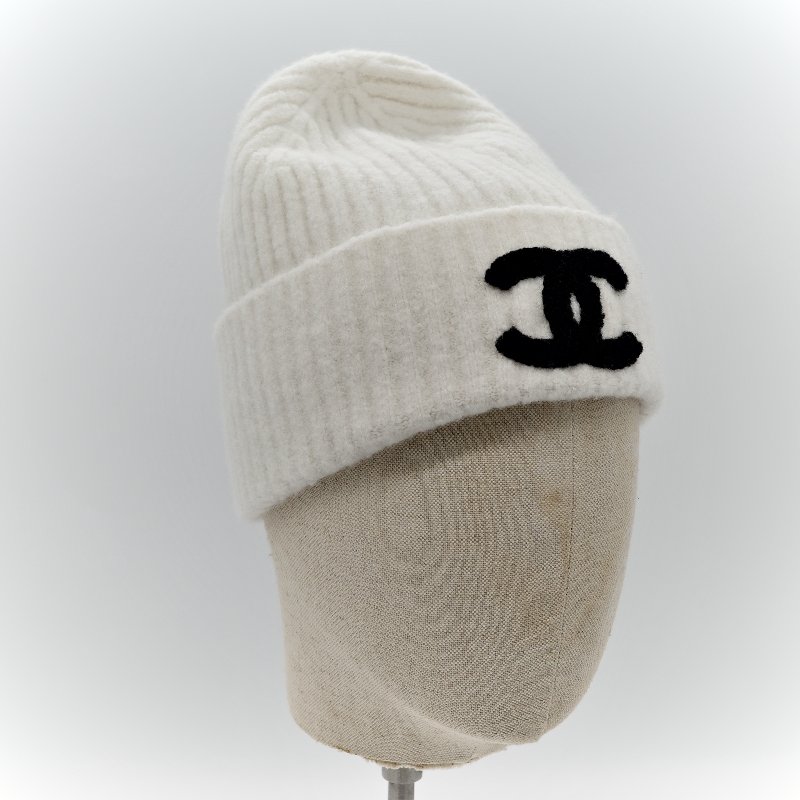 Chanel 白色 羊毛 針織 毛帽-4
