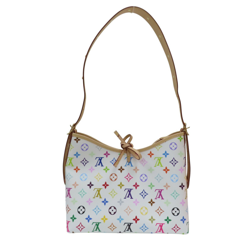 白彩 原花帆布 村上隆聯名款 CarryAll PM 肩背包【LOUIS VUITTON LV 路易威登】 M13661-1