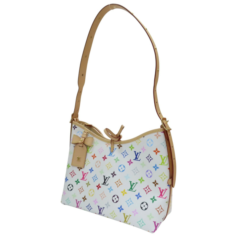 白彩 原花帆布 村上隆聯名款 CarryAll PM 肩背包【LOUIS VUITTON LV 路易威登】 M13661-2