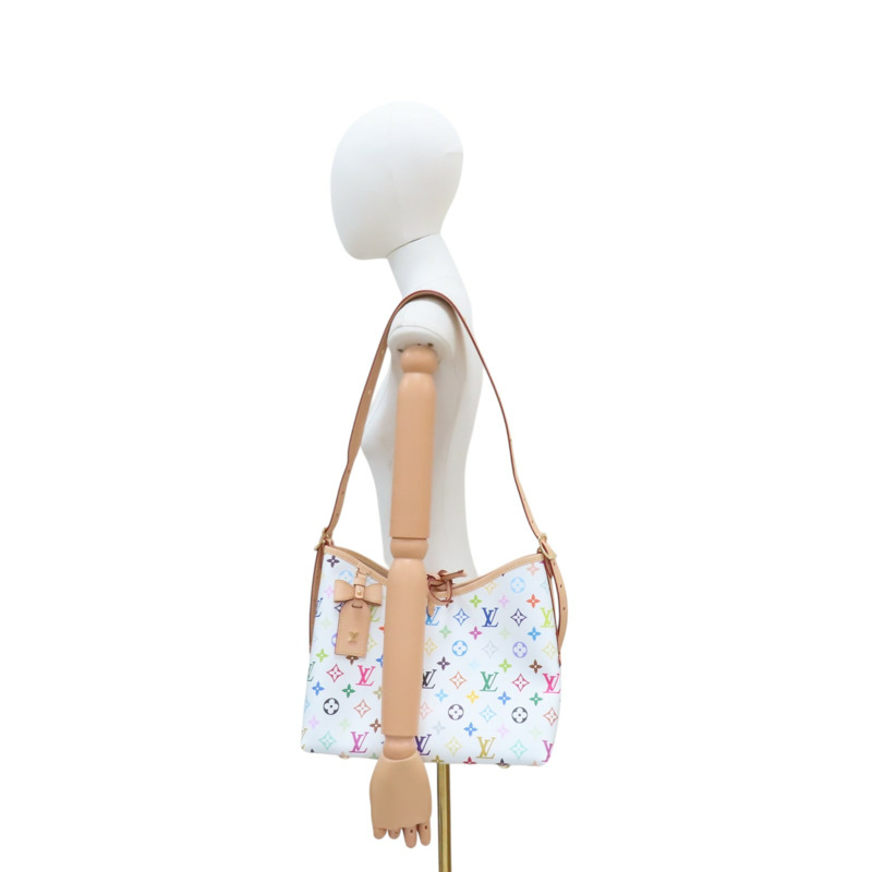 白彩 原花帆布 村上隆聯名款 CarryAll PM 肩背包【LOUIS VUITTON LV 路易威登】 M13661-12