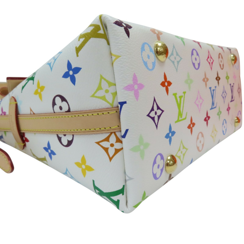 白彩 原花帆布 村上隆聯名款 CarryAll PM 肩背包【LOUIS VUITTON LV 路易威登】 M13661-15