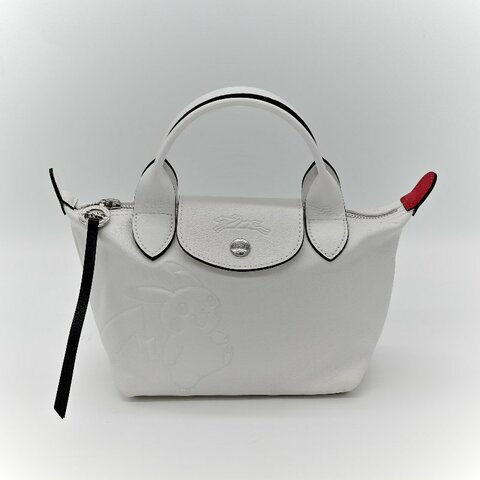 Longchamp x Pokémon 聯名系列 皮卡丘 白色 牛皮 手提包 托特包