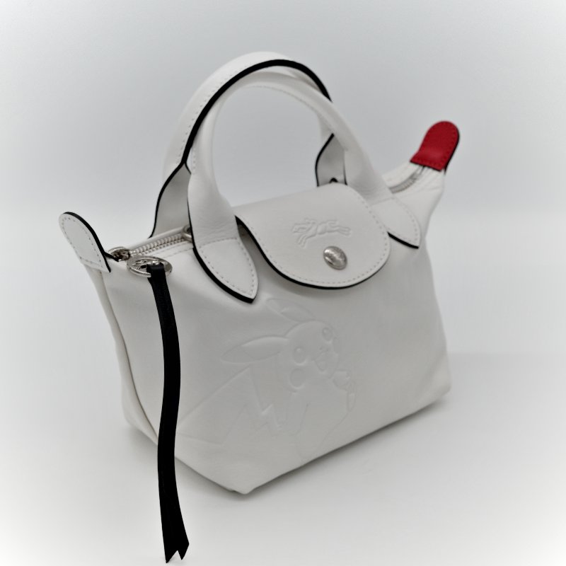 Longchamp x Pokémon 聯名系列 皮卡丘 白色 牛皮 手提包 托特包-2